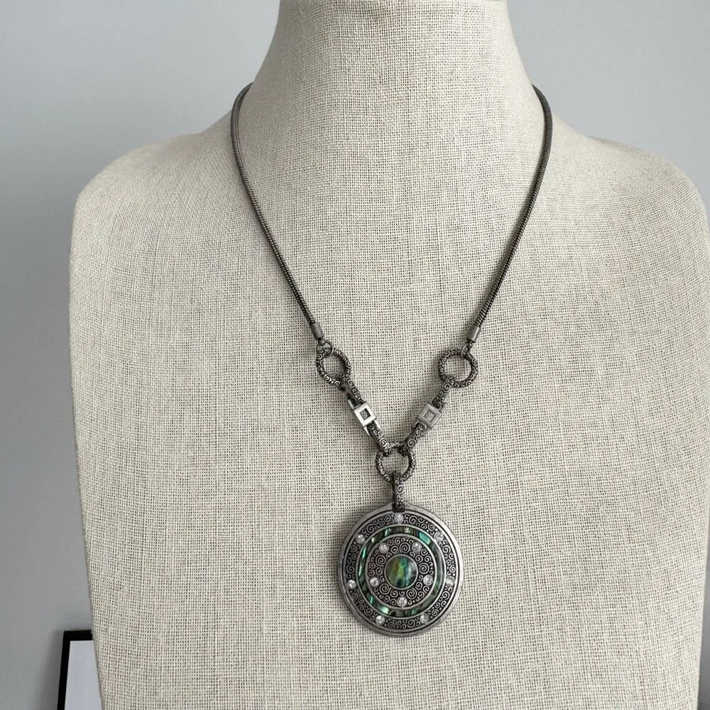 Lia Sophia  DREAM GIRL  Genuine Abalone & Cut Crystals Bohemian Necklace 20-23”